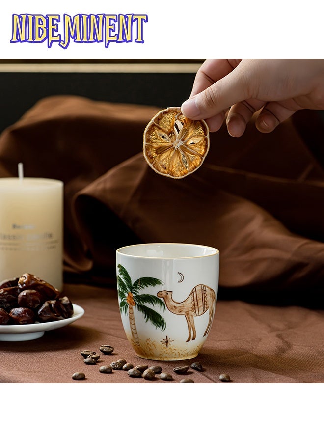 NIBEMINENT 1pc 230ml Desert Camel & Palm Tree Ceramic Coffee Mug- Reusable, Ideal for Family Gatherings & Special Occasions, Desert-Themed Gift, Desert Coffee Mug | Desert Theme Decor | Durable Ceramic Mug, Coffee Mug, Gift for Saudi National Day - Image 5